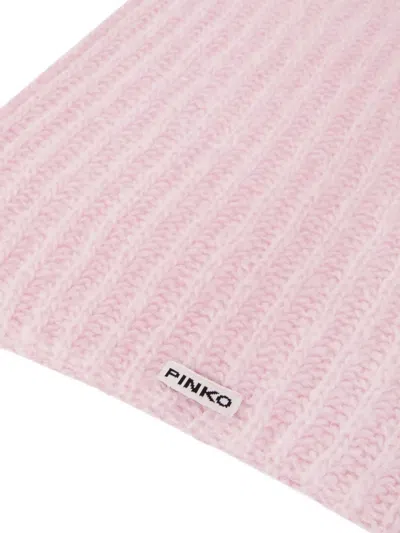 Pinko Ribbed-knit Scarf In Pink