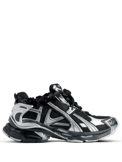 Balenciaga Mesh Runner Sneakers Embossed Size In Black