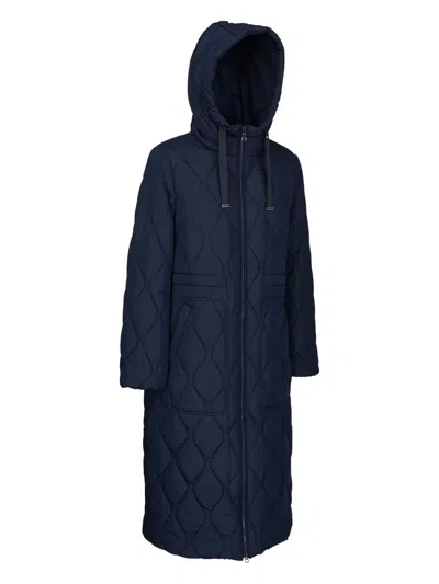 Geox Padded Hooded Coat In Blue