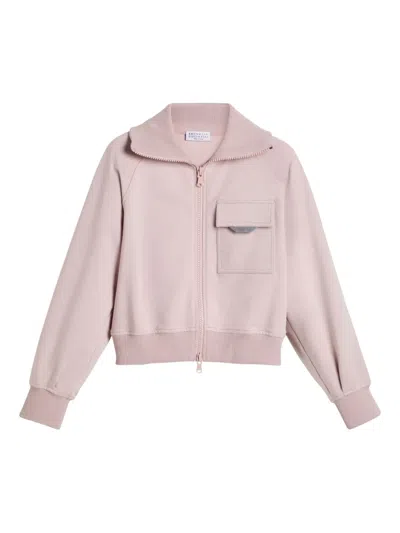 Brunello Cucinelli Two-way Zip-fastening Sweatshirt In Pink