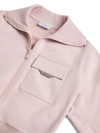 Brunello Cucinelli Two-way Zip-fastening Sweatshirt In Pink