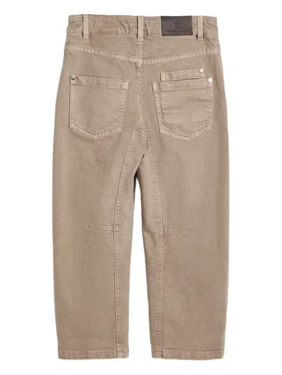 Brunello Cucinelli Logo-patch Trousers In Brown
