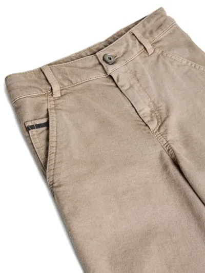 Brunello Cucinelli Logo-patch Trousers In Brown