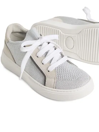 Brunello Cucinelli Suede-panelled Sneakers In Gray