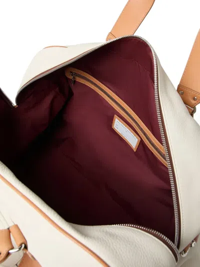 Brunello Cucinelli Grained Calfskin Street Bag In White