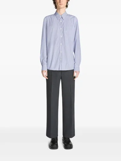 Dries Van Noten Striped Cotton Shirt In Blue