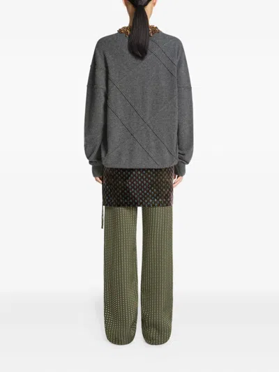Dries Van Noten Quilted Cashmere Sweater In Gray