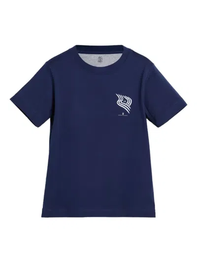 Brunello Cucinelli Logo-print T-shirt In Blue