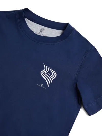 Brunello Cucinelli Logo-print T-shirt In Blue