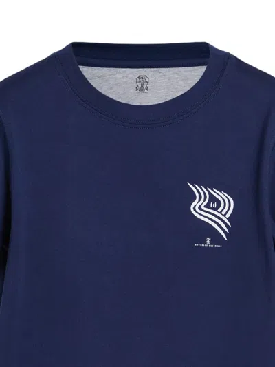 Brunello Cucinelli Logo-print T-shirt In Blue