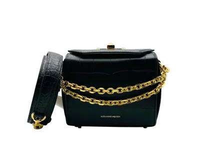 Alexander Mcqueen Women's Black Crocodile Embossed Leather Box 16 Crossbody Bag 479767 Dzt0m 1000