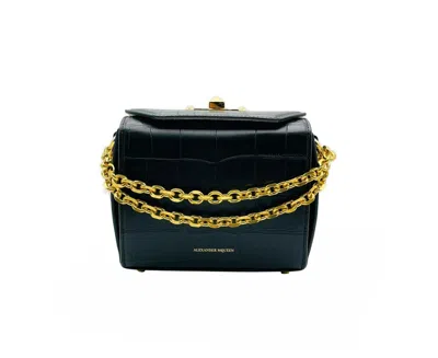 Alexander Mcqueen Women's Black Crocodile Embossed Leather Box 16 Crossbody Bag 479767 Dzt0m 1000