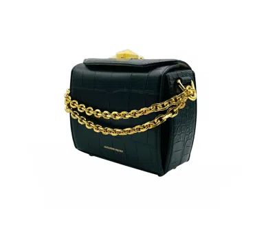 Alexander Mcqueen Women's Black Crocodile Embossed Leather Box 16 Crossbody Bag 479767 Dzt0m 1000