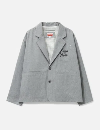 Kenzo ' Paris Chainstitch' Embroidered Workwear Jacket In Gray