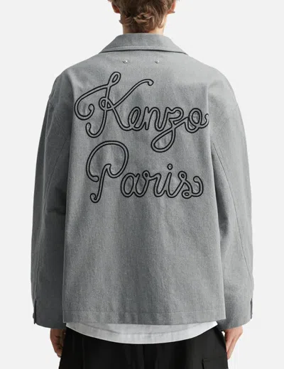 Kenzo ' Paris Chainstitch' Embroidered Workwear Jacket In Gray