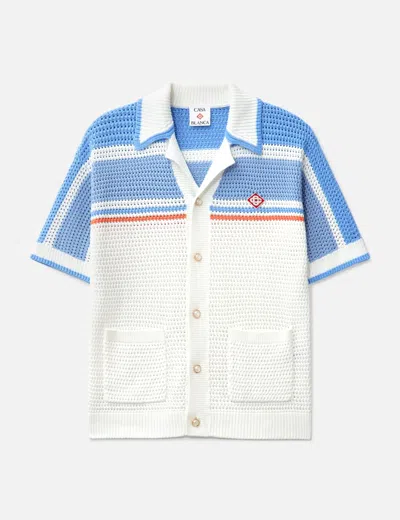 Casablanca Cotton Knit Tennis Shirt In White