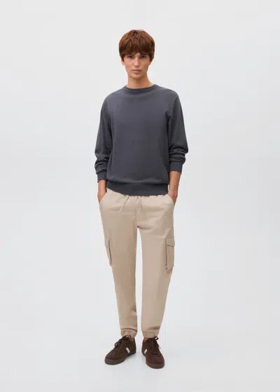 Mango Teen Cargo Joggers With Drawstring Ice Grey