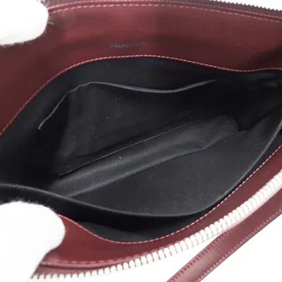 Pre-owned Balenciaga Beige Bordeaux Leather Canvas Shoulder Bag ()
