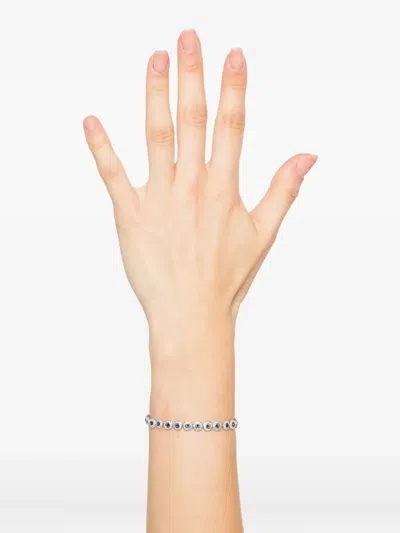 Swarovski Swaroski Una Angelic Rhodium Plated Tennis Bracelet In Blue