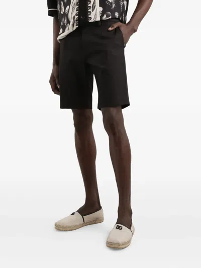 Dolce & Gabbana Stretch-cotton Bermuda Shorts In Black
