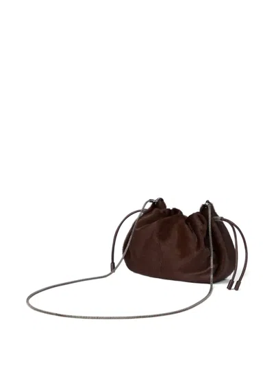 Brunello Cucinelli Women Bucket Mellow Mini Pony Skin Shoulder Bag