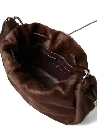 Brunello Cucinelli Women Bucket Mellow Mini Pony Skin Shoulder Bag