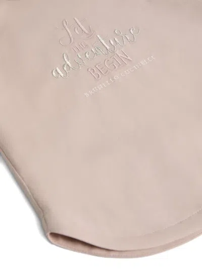 Brunello Cucinelli Slogan-embroidered T-shirt In Pink