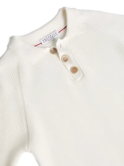Brunello Cucinelli Knitted Polo Shirt In White
