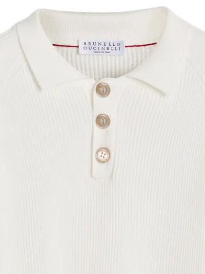 Brunello Cucinelli Knitted Polo Shirt In White