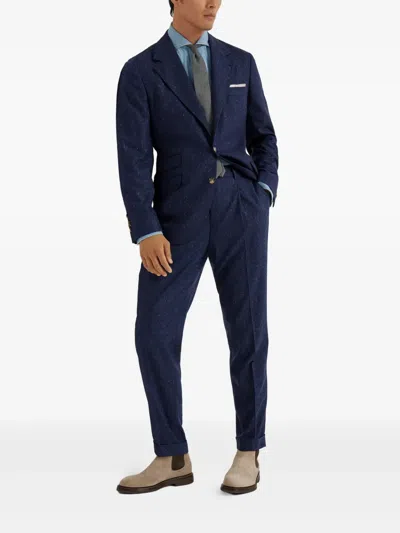 Brunello Cucinelli Speckled Single-breasted Blazer In Blue