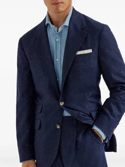 Brunello Cucinelli Speckled Single-breasted Blazer In Blue
