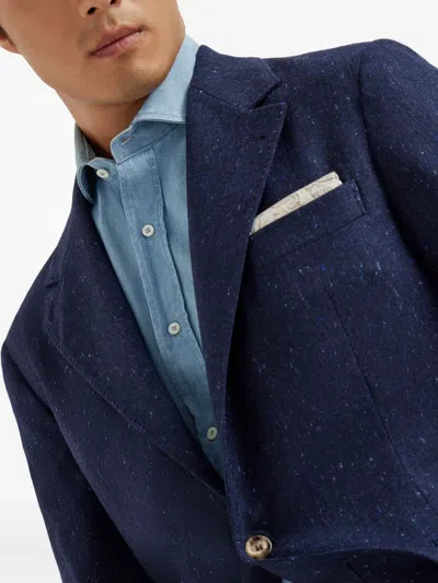 Brunello Cucinelli Speckled Single-breasted Blazer In Blue
