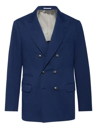 Brunello Cucinelli Double-breasted Blazer In Blue