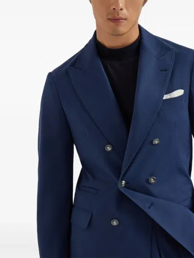 Brunello Cucinelli Double-breasted Blazer In Blue