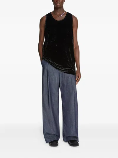 Dries Van Noten Crushed Velvet Tank-top In Black