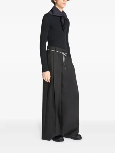 Dries Van Noten Cable-knit Wool Sweater In Blue