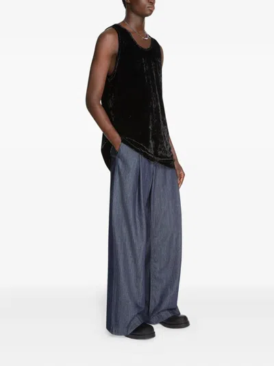 Dries Van Noten Crushed Velvet Tank-top In Black