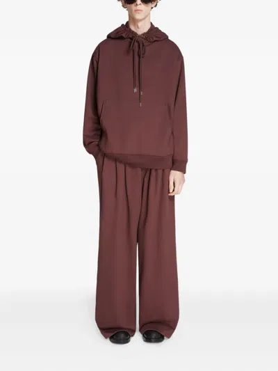 Dries Van Noten Cotton Wide-leg Trousers In Burgundy