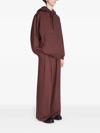 Dries Van Noten Cotton Wide-leg Trousers In Burgundy