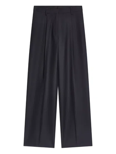 Dries Van Noten Pleated Wool Pants In Blue
