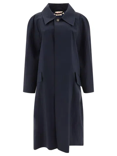 Marni Single-breasted Long Coat In Blue
