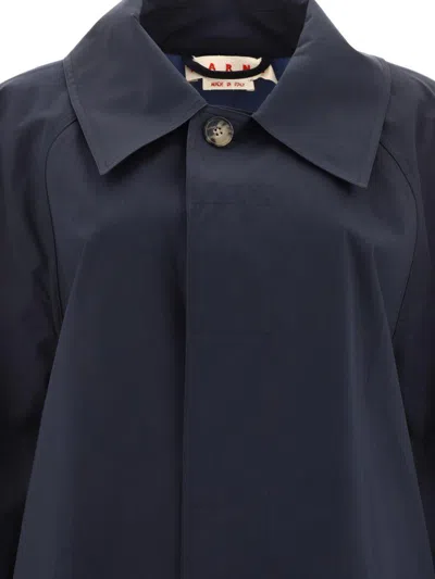 Marni Single-breasted Long Coat In Blue