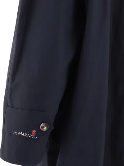Marni Single-breasted Long Coat In Blue