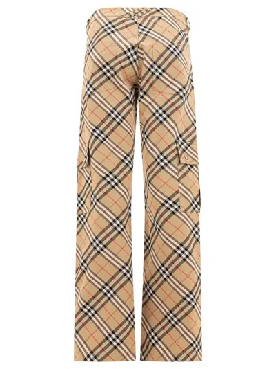 Burberry Straight Leg Checked Cargo Pants In Brown