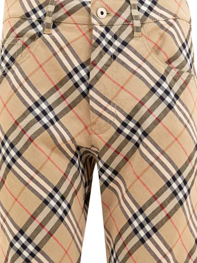 Burberry Straight Leg Checked Cargo Pants In Brown