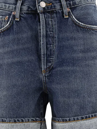 Agolde Dame Mini Denim Shorts In Blue
