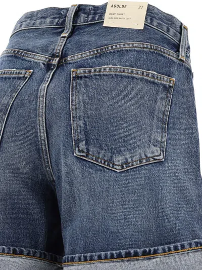 Agolde Dame Mini Denim Shorts In Blue