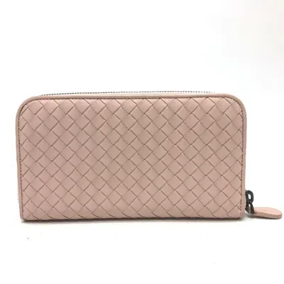 Pre-owned Bottega Veneta Pink Intrecciato Long Wallet (bi-fold) ()