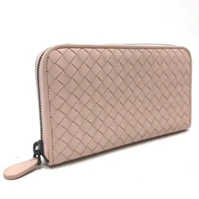 Pre-owned Bottega Veneta Pink Intrecciato Long Wallet (bi-fold) ()