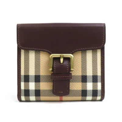 Pre-owned Burberry Beige Brown Coated Canvas Leather Wallet (bi-fold) ()